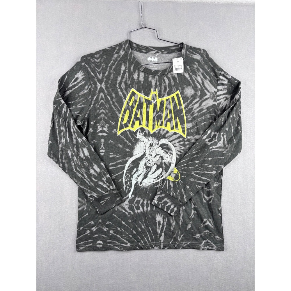 DC Comics Batman Tie Dye Long Sleeve Graphic T-Shirt Gray Mens Large WRBM0HSMLC